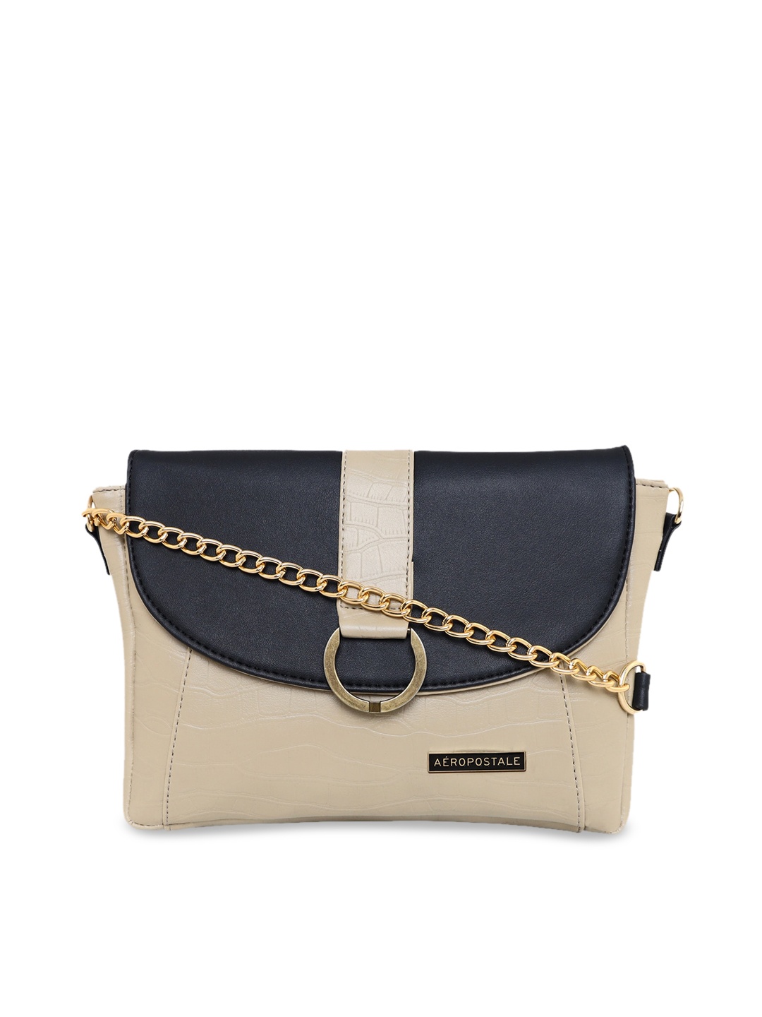 

Aeropostale Cream-Coloured Textured PU Structured Sling Bag