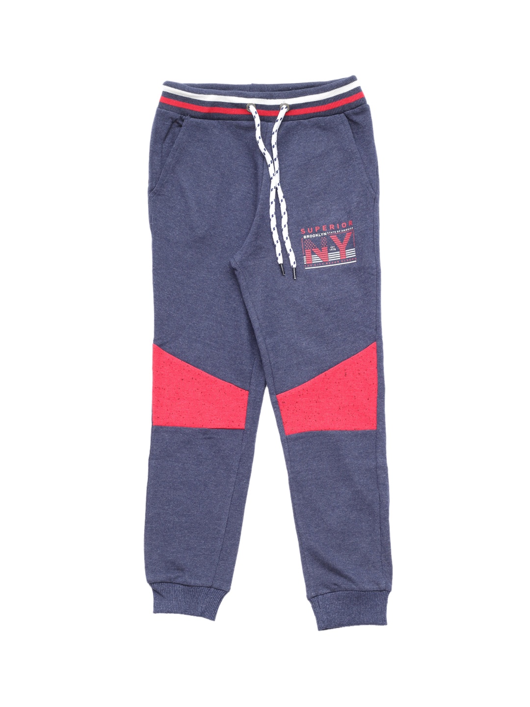 

Lil Lollipop Kids Blue & Pink Colourblocked Pure Cotton Joggers
