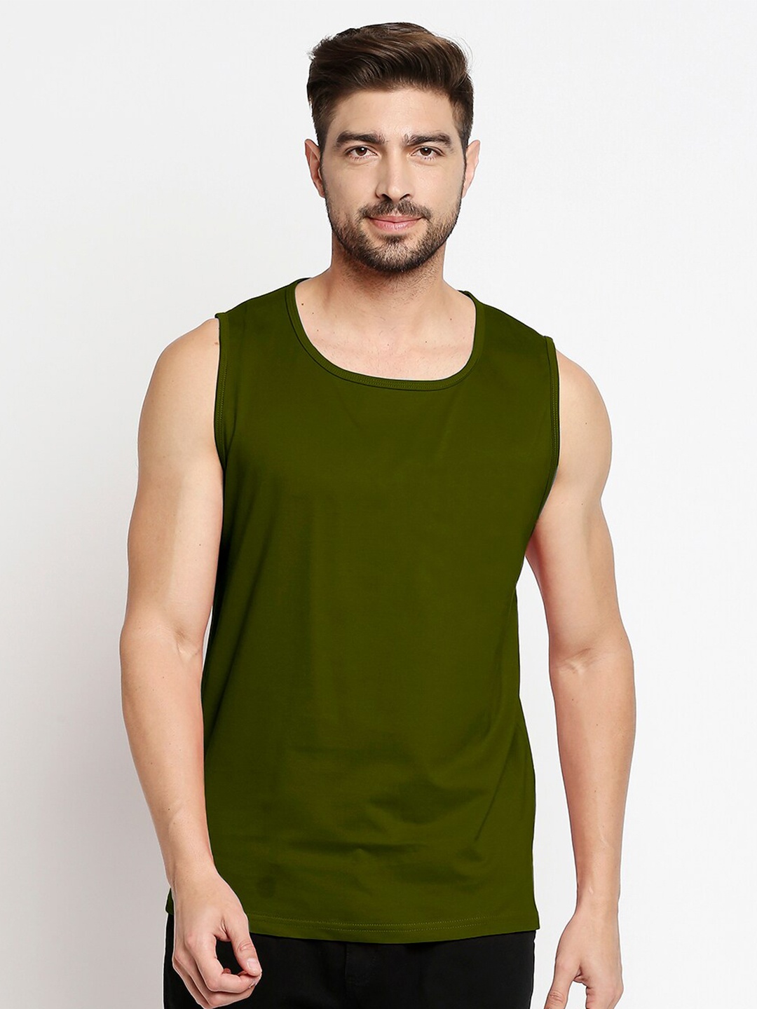 

Blacksmith Men Olive Green Training or Gym Pure Cotton T-shirt