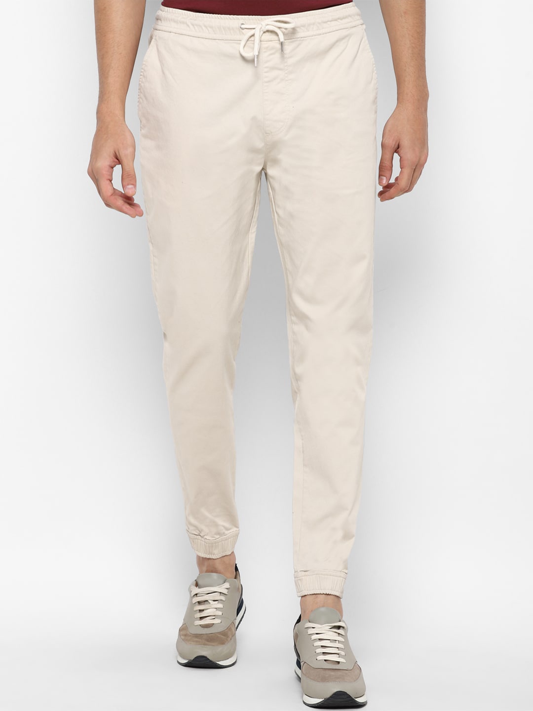 

FOREVER 21 Men Beige Joggers Trousers