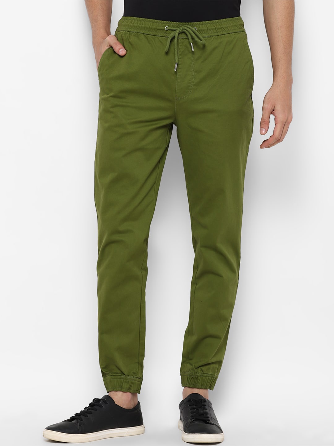 

FOREVER 21 Women Olive Green Twill Joggers Trousers