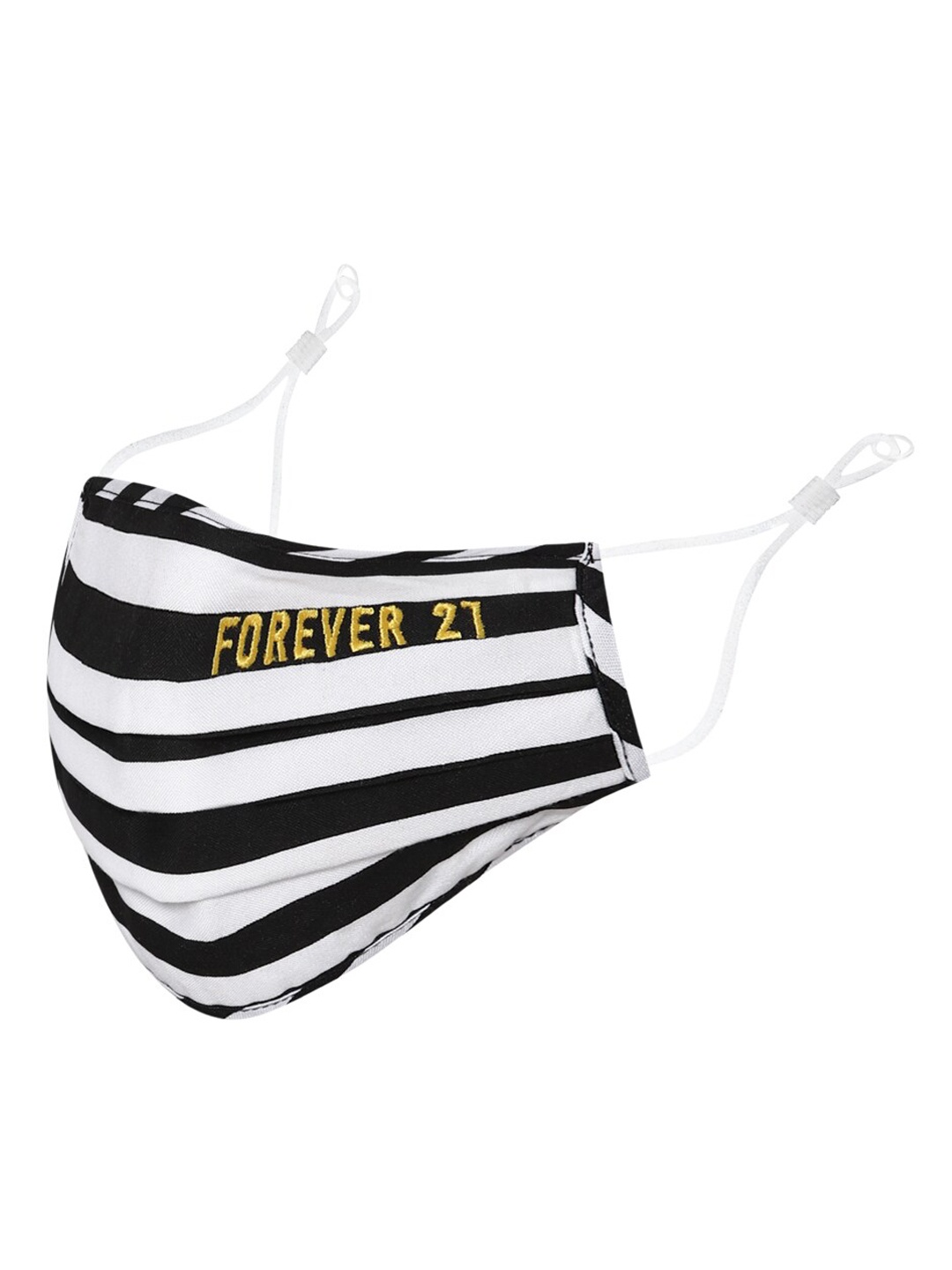 

FOREVER 21 Men Black & White Striped 2-Ply Outdoor Mask