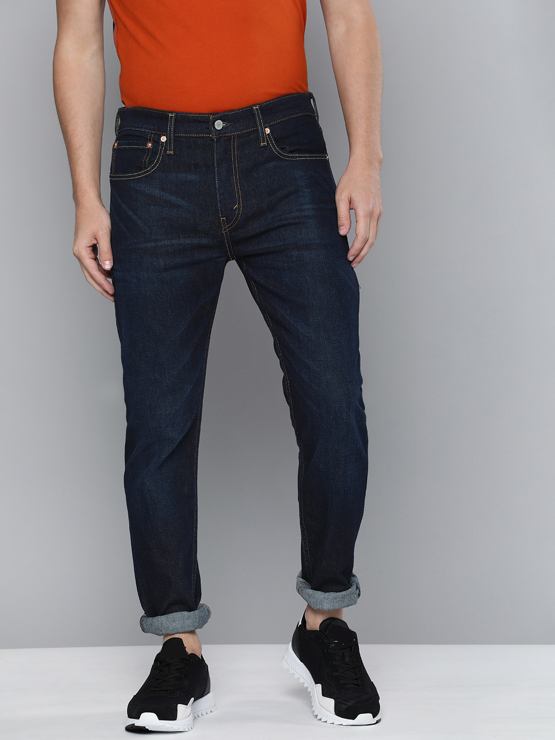 

Levis Men Navy Blue 512 Slim Fit Mid-Rise Light Fade Stretchable Jeans