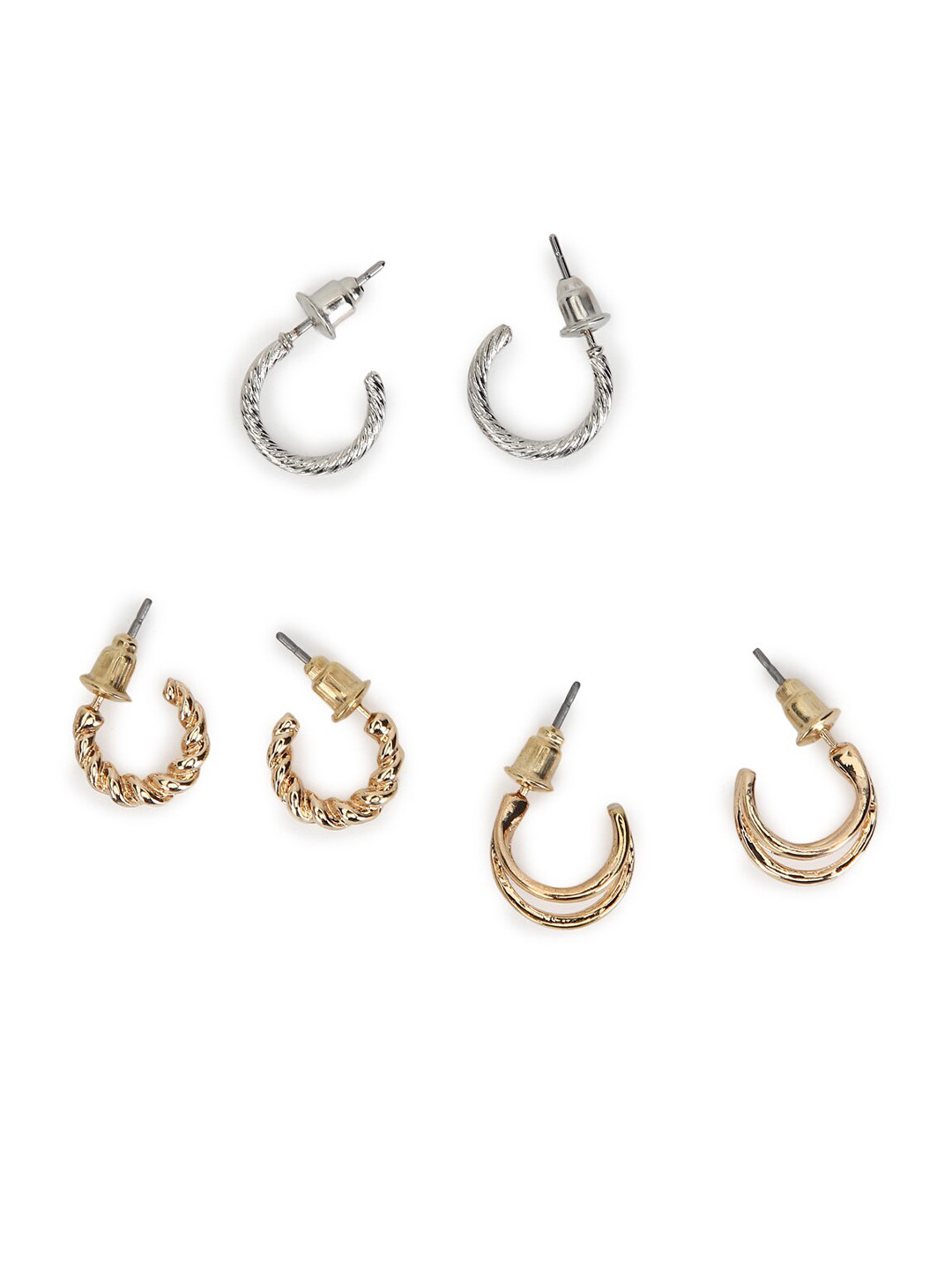 

FOREVER 21 Set of 3 Gold-Toned Contemporary Half Hoop Earrings