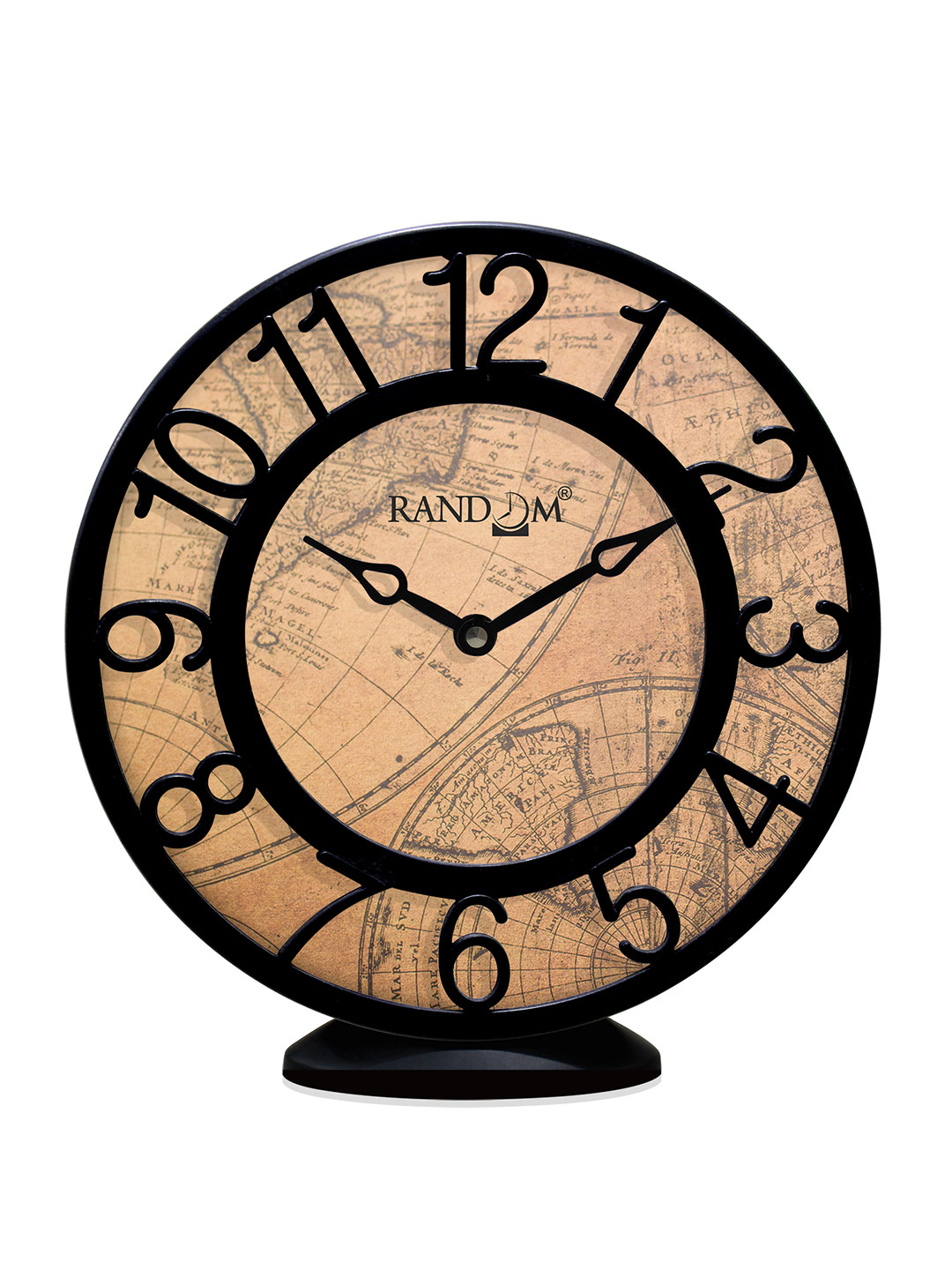 

RANDOM Brown & Black Printed Round Contemporary Wall or Table Clock 20 cm