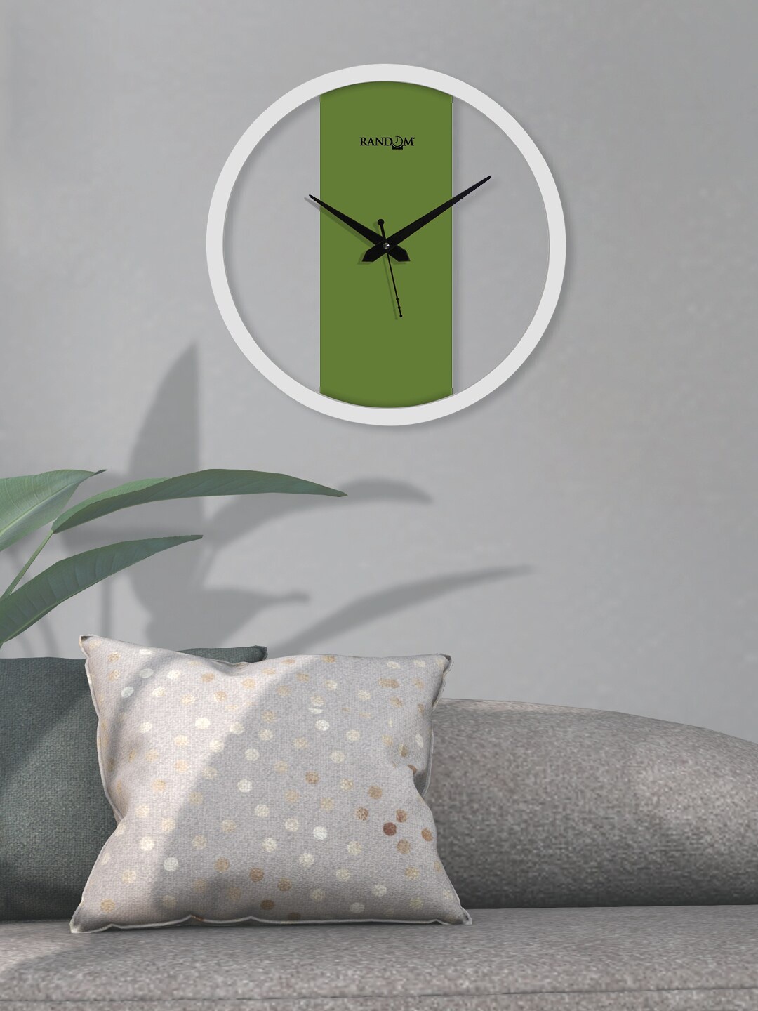 

RANDOM Green & White Round Printed Contemporary Analogue Wall Clock