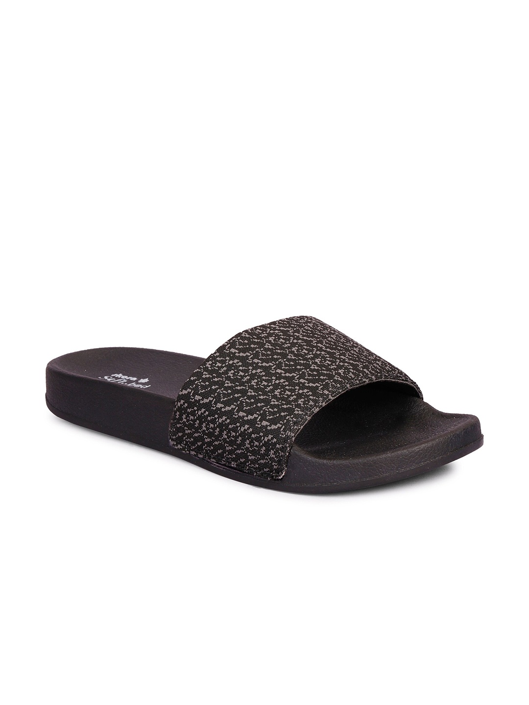 

SKORA Women Black Printed Sliders