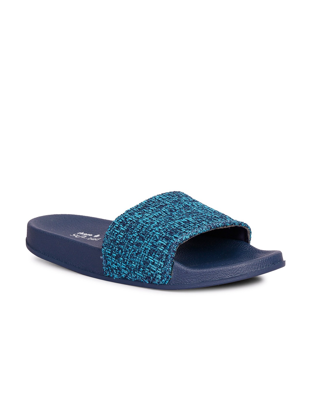 

SKORA Women Navy Blue Self Design Sliders