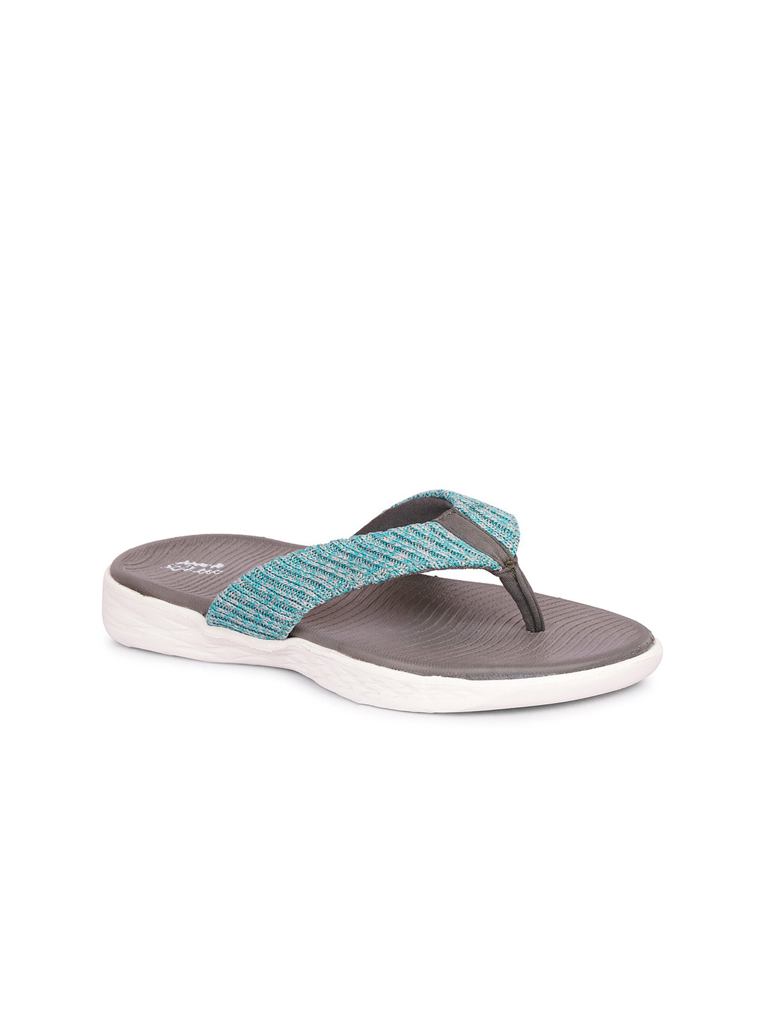 

SKORA Women Turquoise Blue & Grey Thong Flip-Flops
