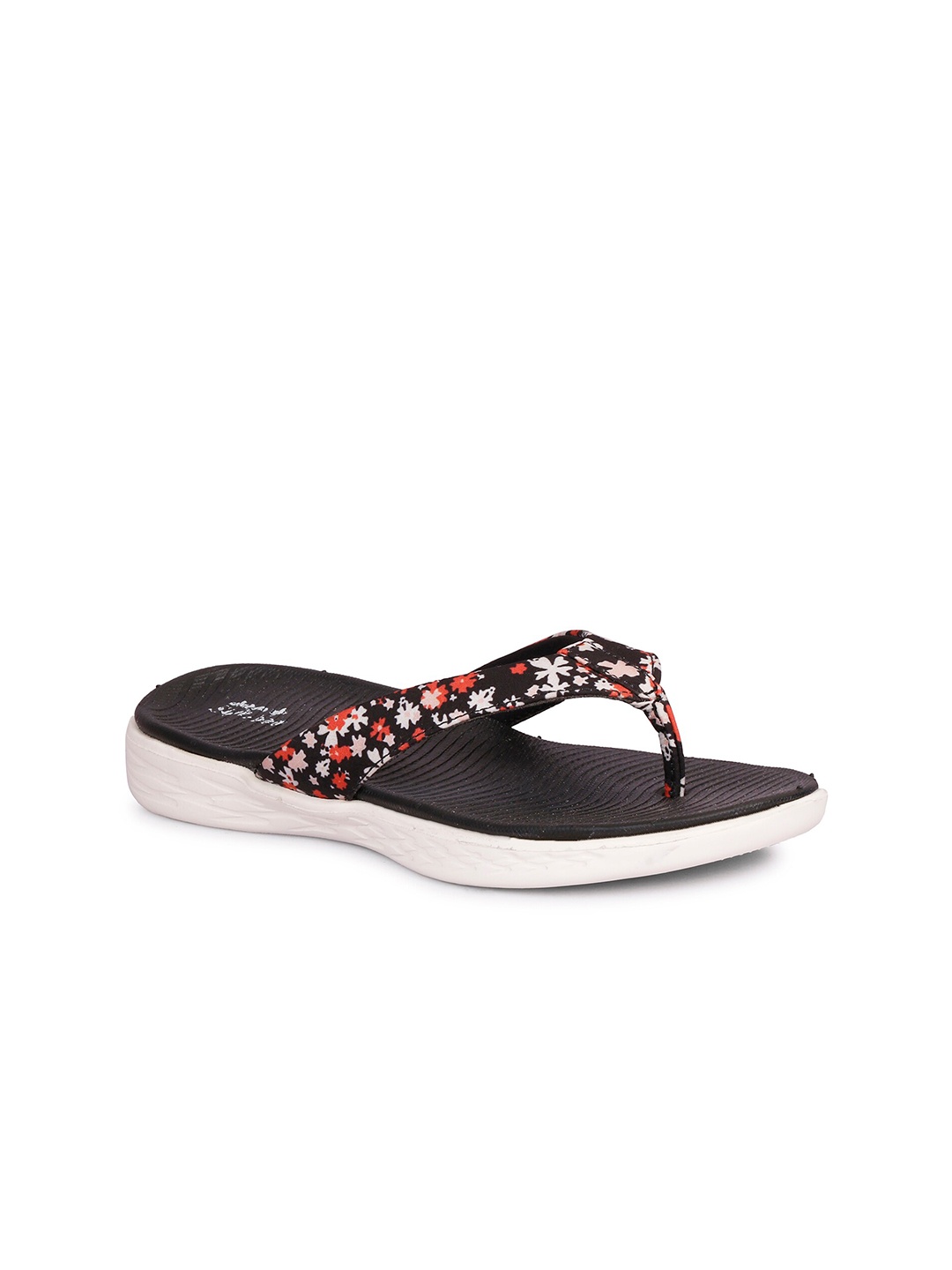 

SKORA Women Black Floral Printed Thong Flip-Flops