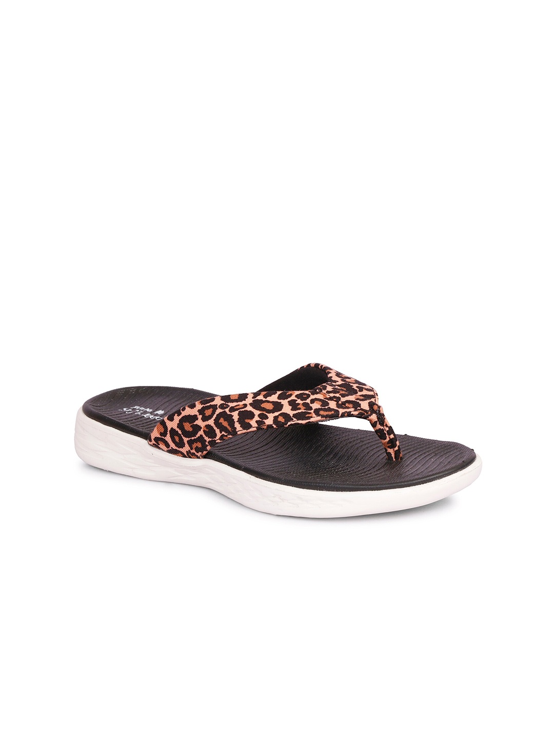 

SKORA Women Brown & Black Leopard Printed Thong Flip-Flops