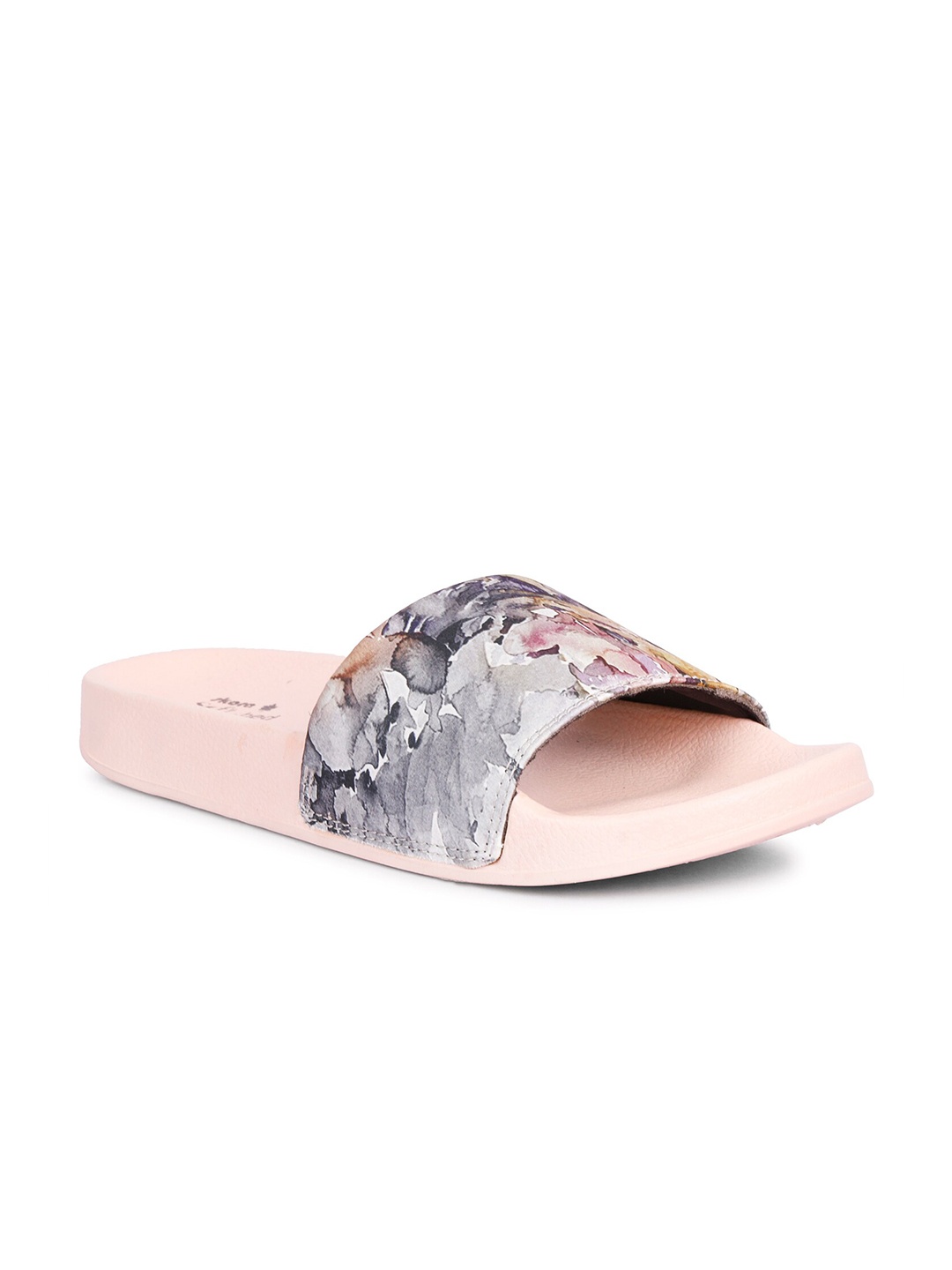 

SKORA Women Pink & Grey Printed Sliders