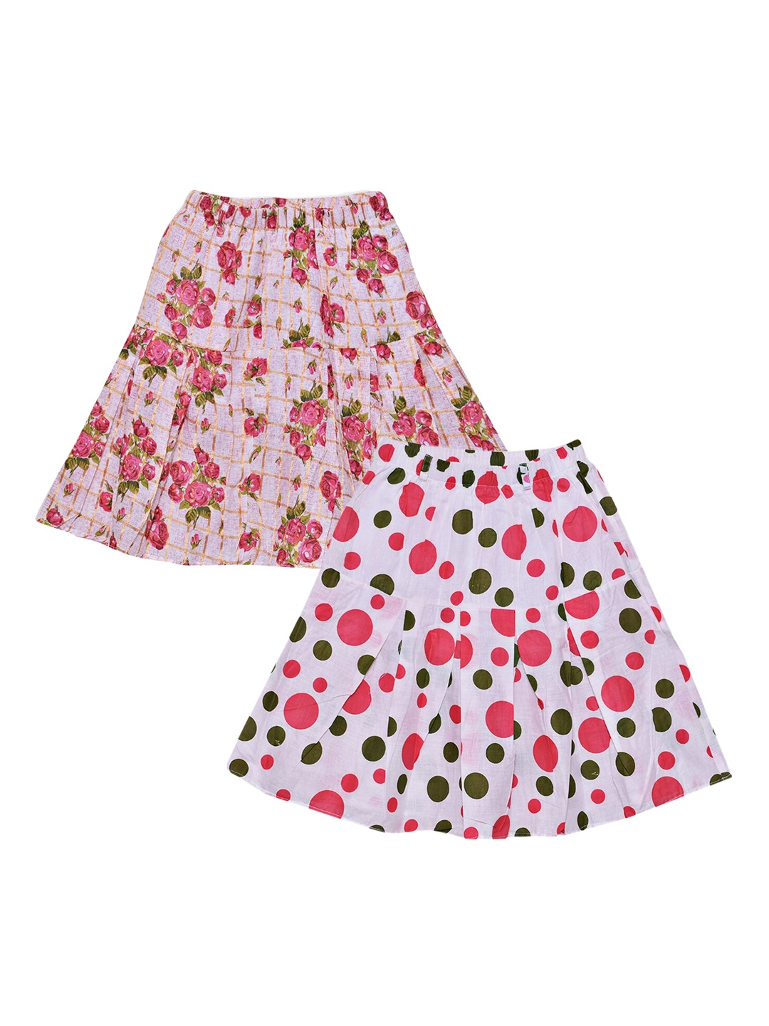 

Fashionable Girls White Pack Of 2 Printed Pure Cotton Skirts