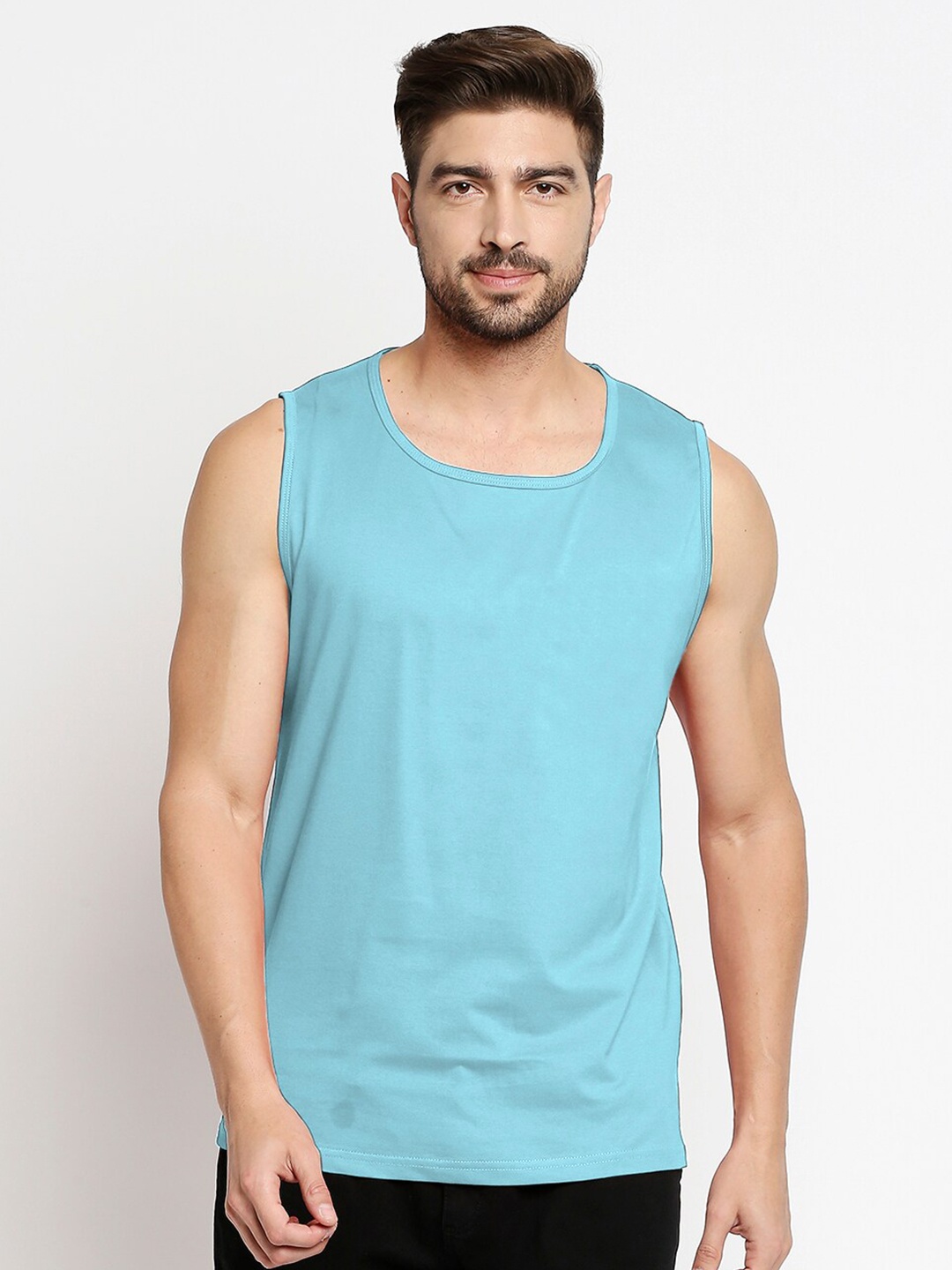 

Blacksmith Men Blue Pure Cotton Training or Gym T-shirt