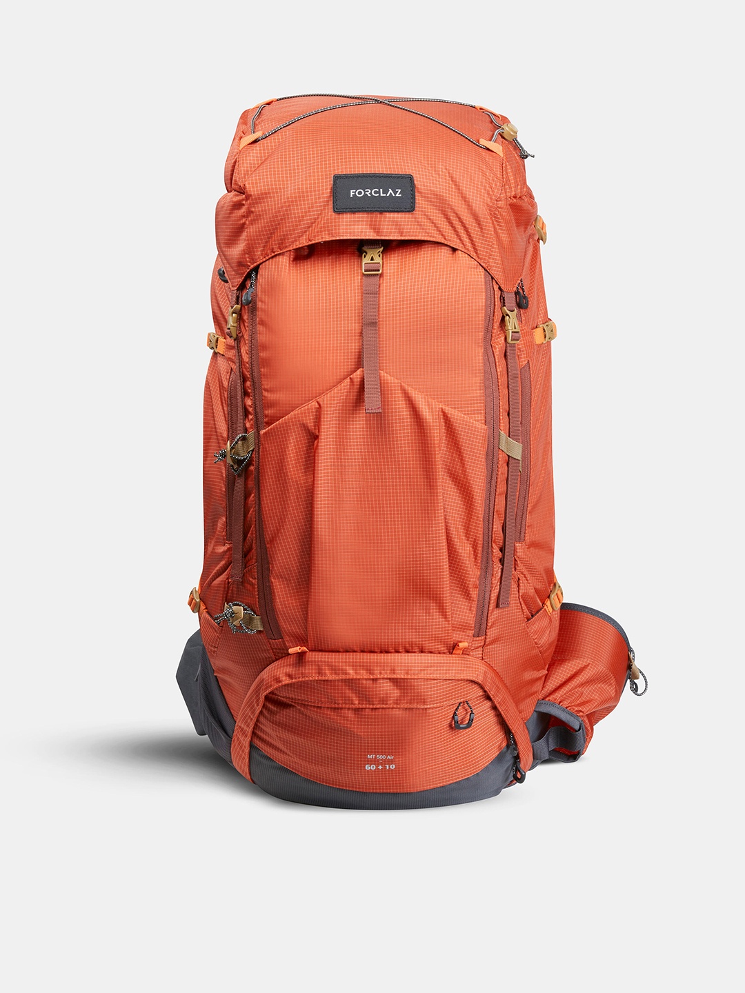 

FORCLAZ By Decathlon Solid Mt500 60L + 10L Expandable Ripstop Fabric Trekking Rucksack, Orange