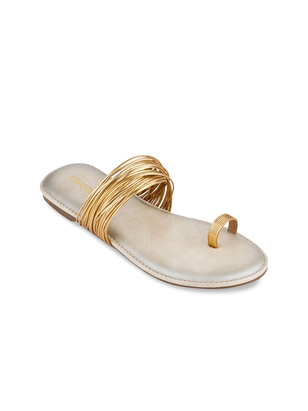 

Signature Sole Women Off White Ethnic One Toe Flats