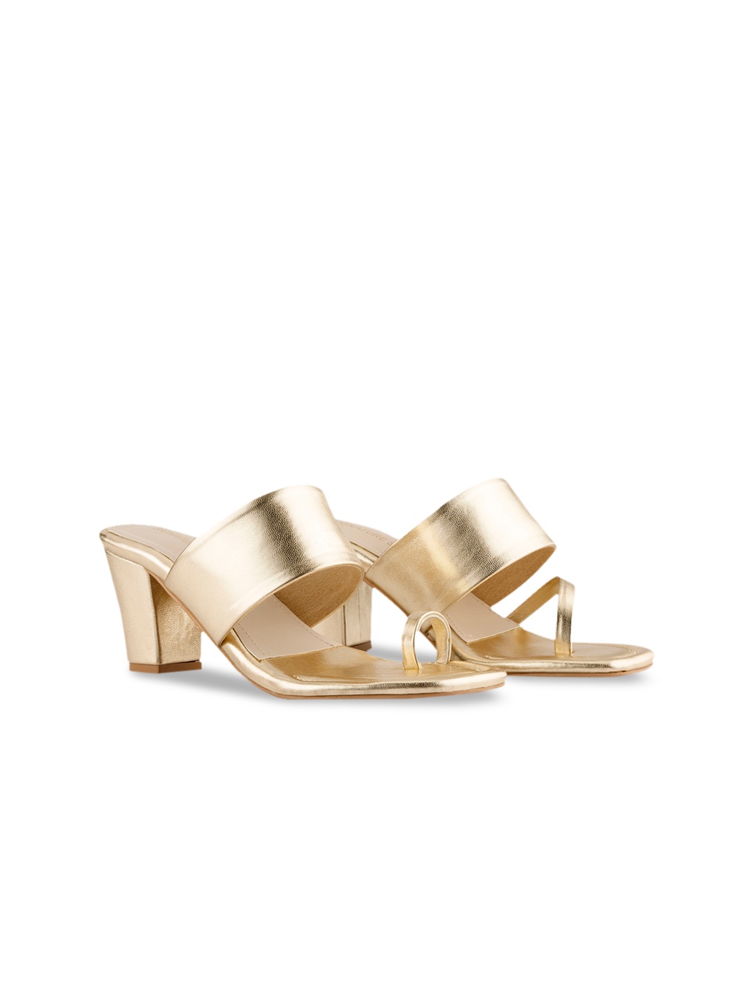 

Signature Sole Gold-Toned Block Sandals