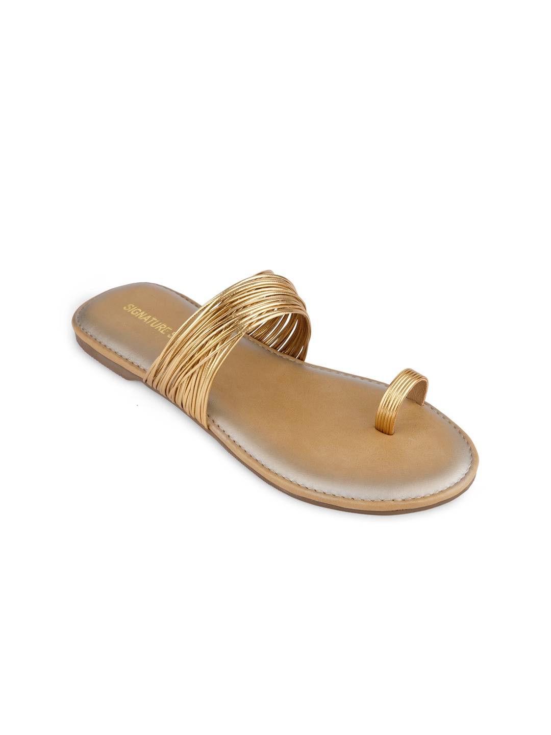 

Signature Sole Women Gold-Toned Ethnic One Toe Flats