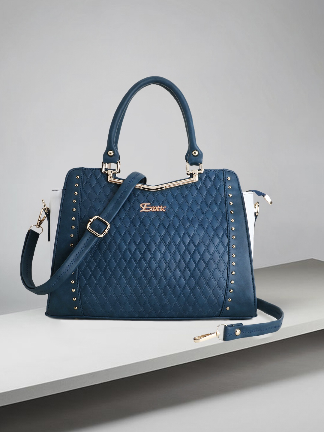 

Exotic Blue Textured PU Oversized Structured Handheld Bag
