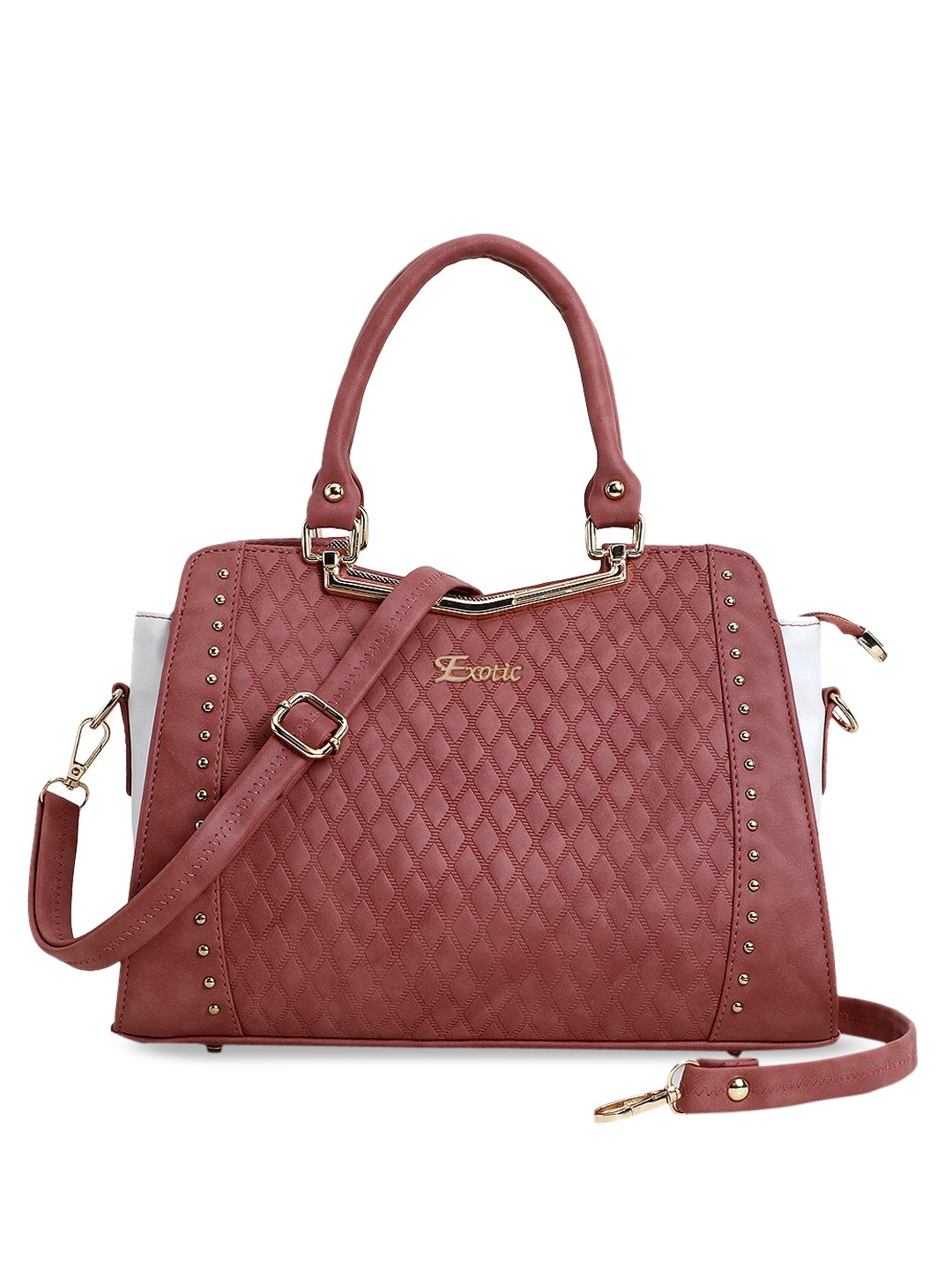 

Exotic Pink & White Textured Structured Handheld Bag