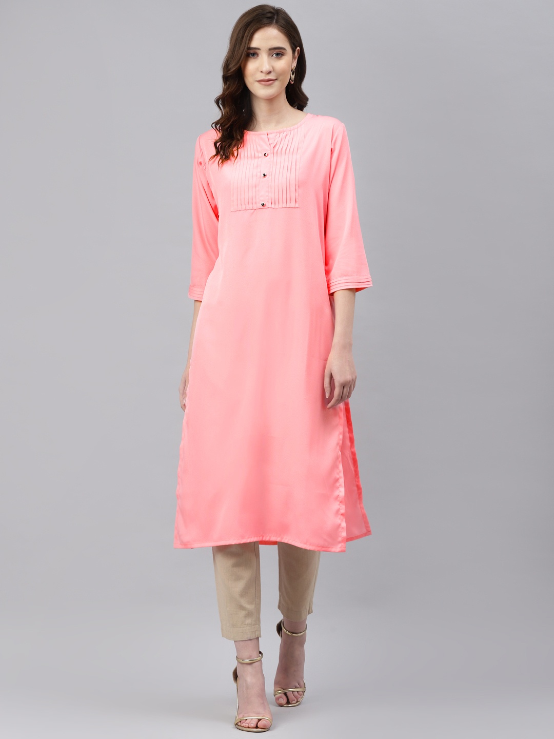 

Sasimo Women Pink Solid Kurta