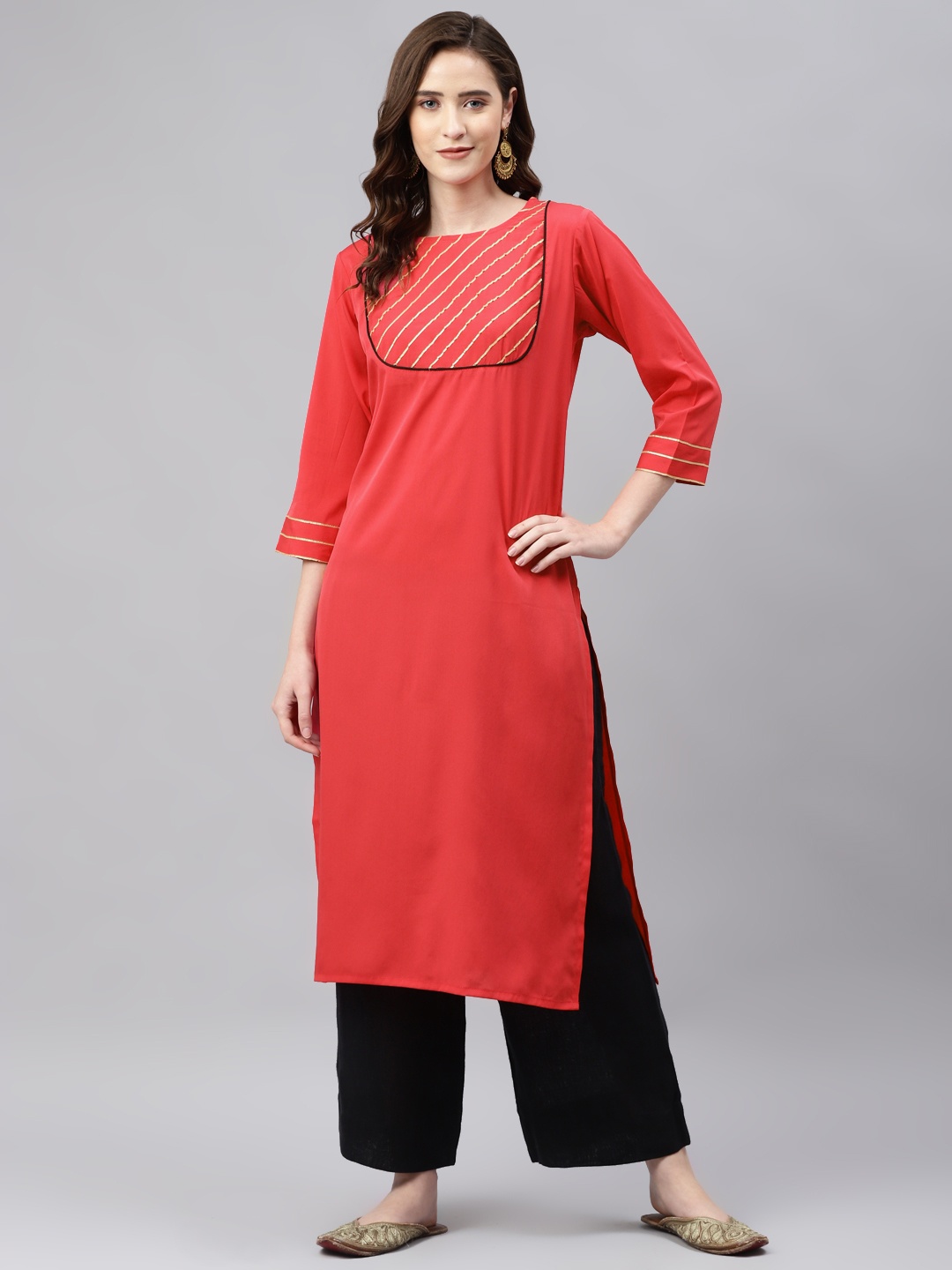 

Sasimo Women Coral Yoke Design Gotta Patti Kurta