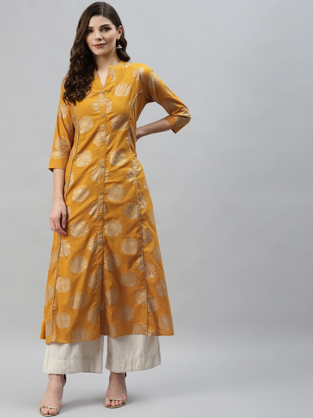 

Aasiya Women Yellow Ethnic Motifs Printed Kurta