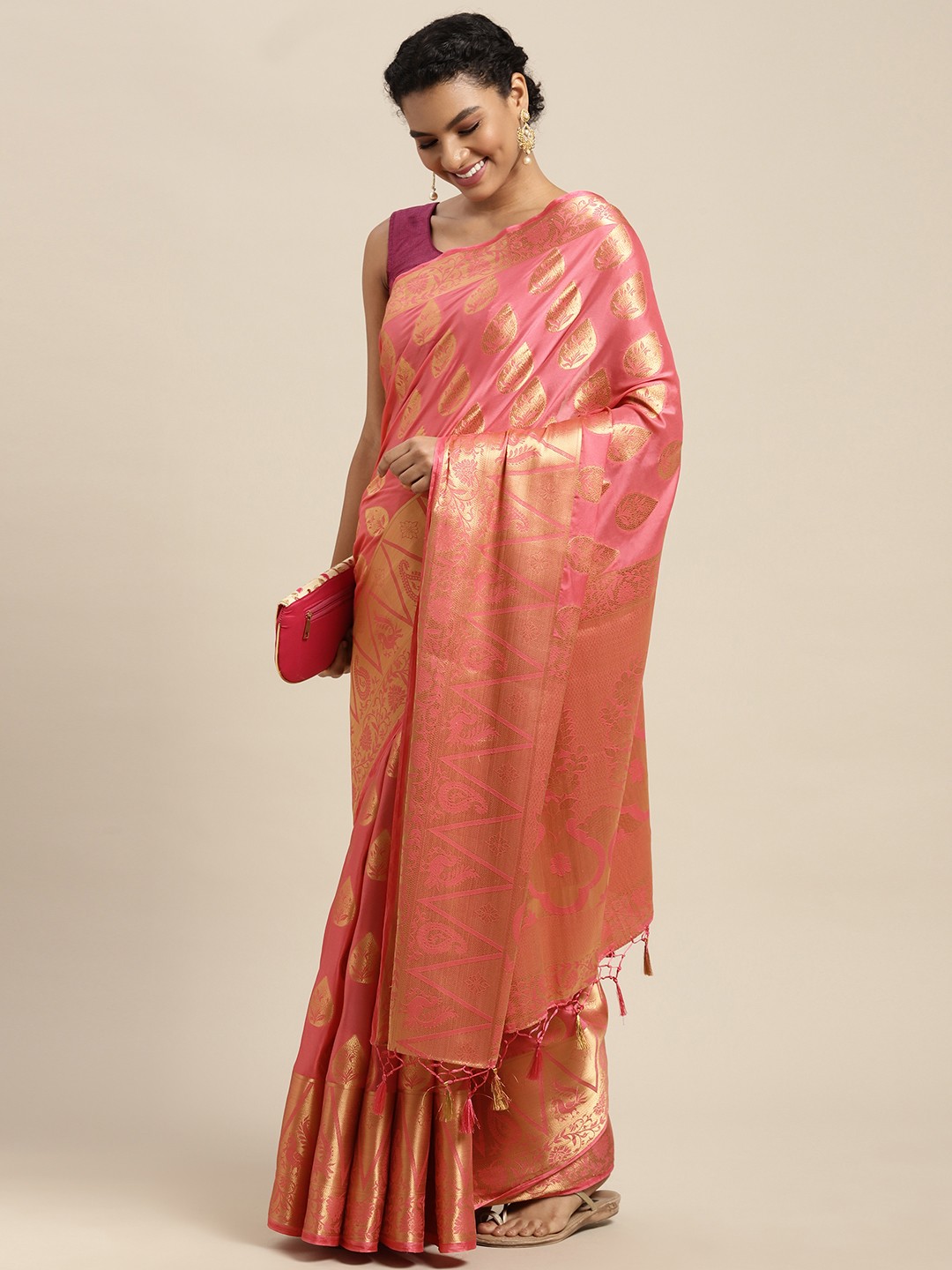 

MIMOSA Pink Ethnic Motifs Printed Saree