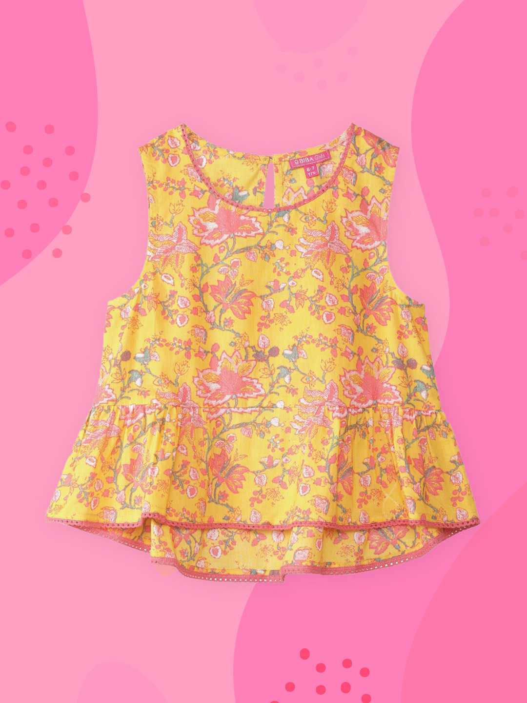 

Biba Girls Yellow Floral Printed Pure Cotton Top