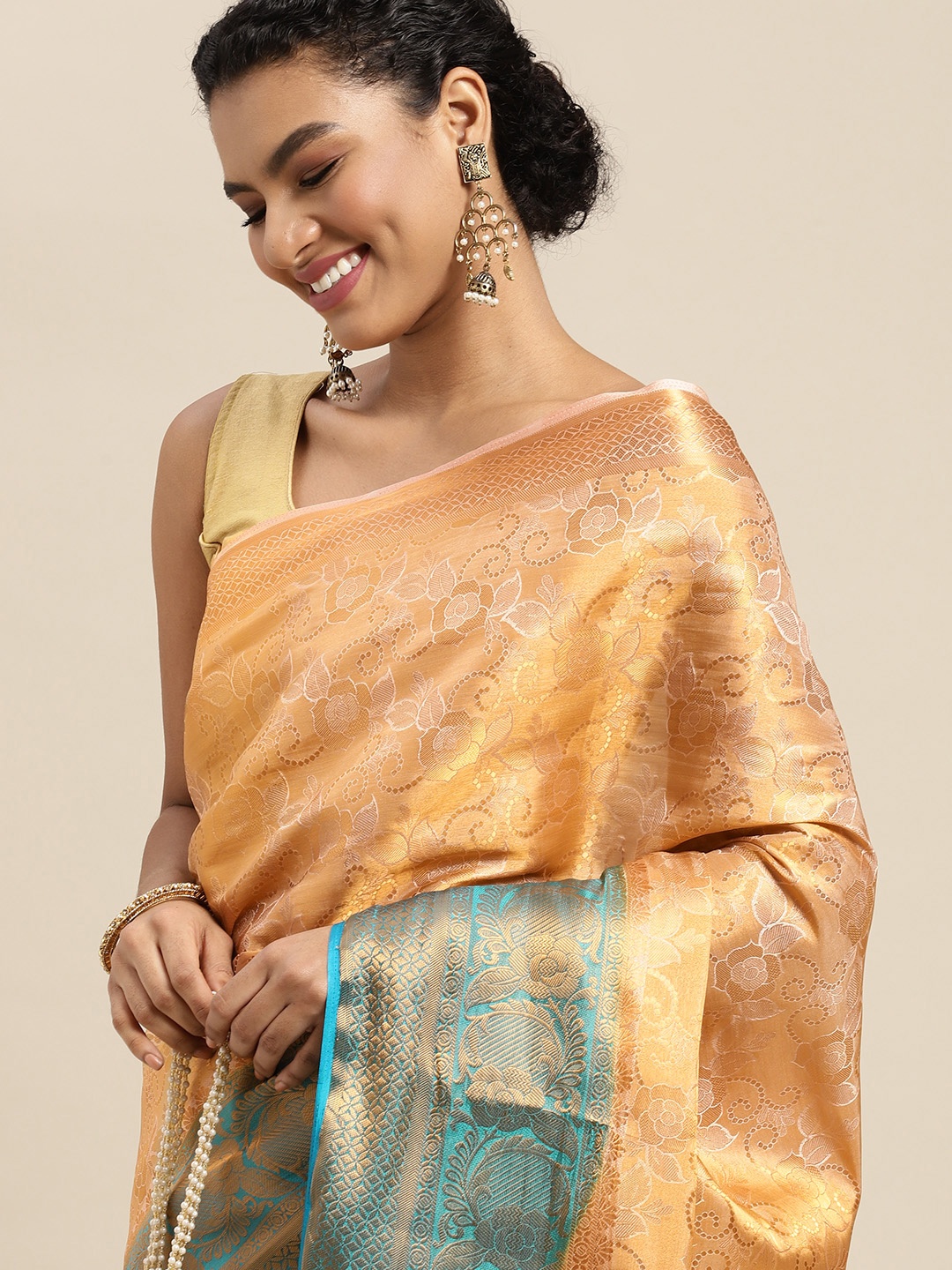 

MIMOSA Yellow & Green Ethnic Motifs Saree