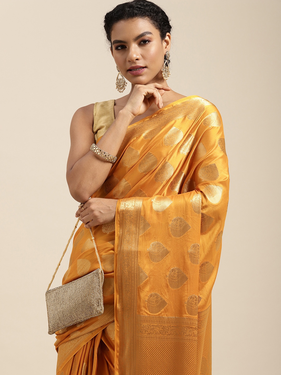 

MIMOSA Mustard Yellow Ethnic Motifs Saree