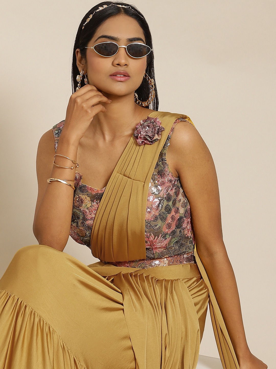 

Grancy Beige Ready to Wear Saree