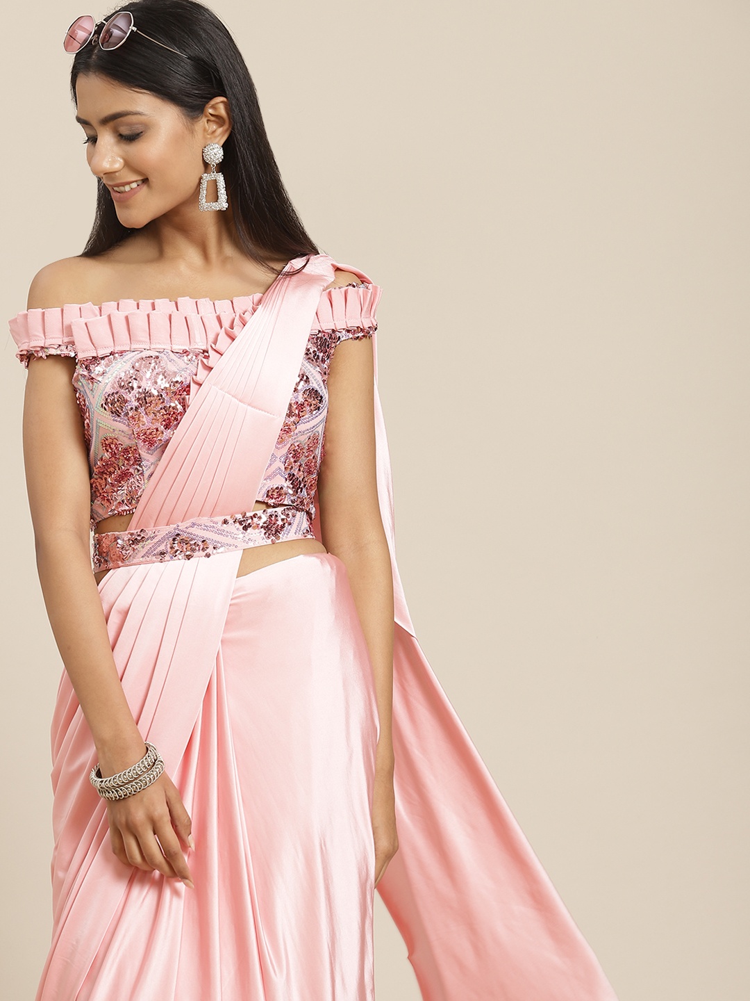 

Grancy Pink Ready to Wear Saree