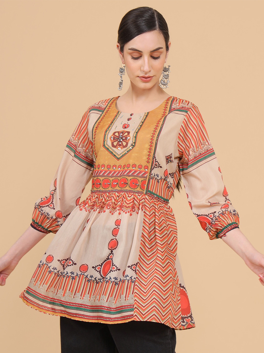 

Soch Yellow & Beige Printed Tunic