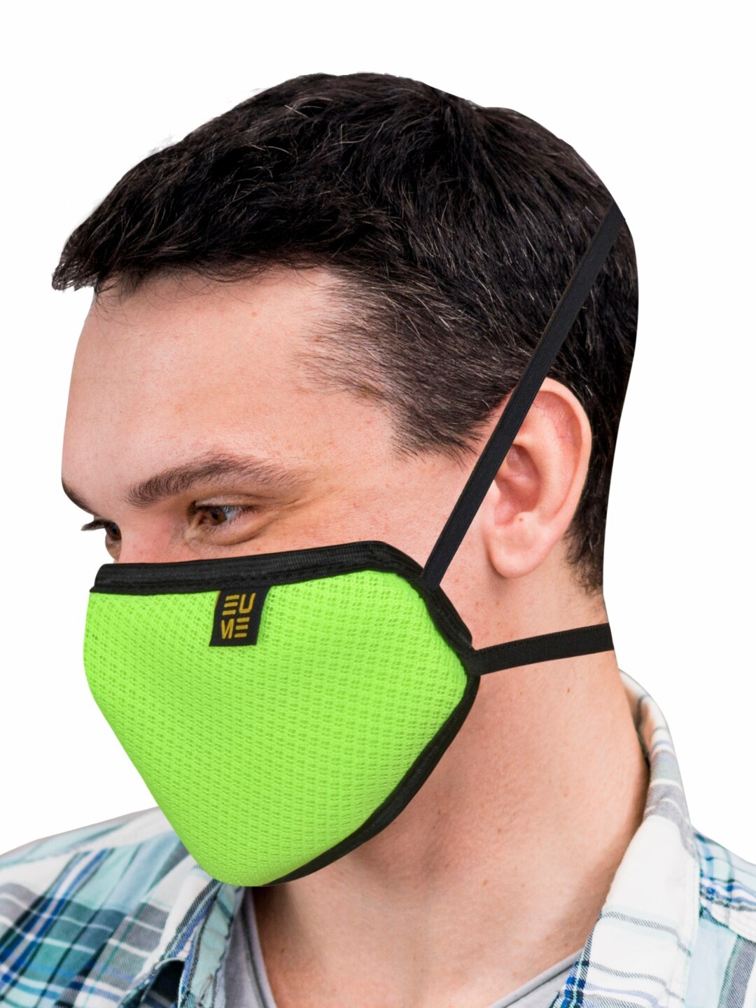 

EUME Pack Of 3 Green & Black Solid 3-Ply Reusable Protective Outdoor Mask, Fluorescent green