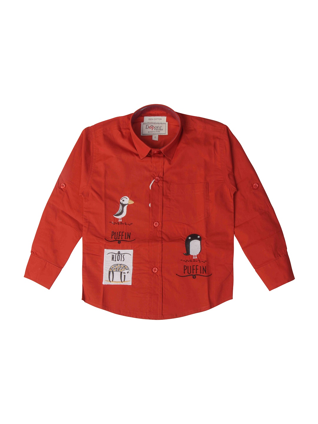 

Dapper dudes Boys Bronze-Toned Printed Casual Shirt