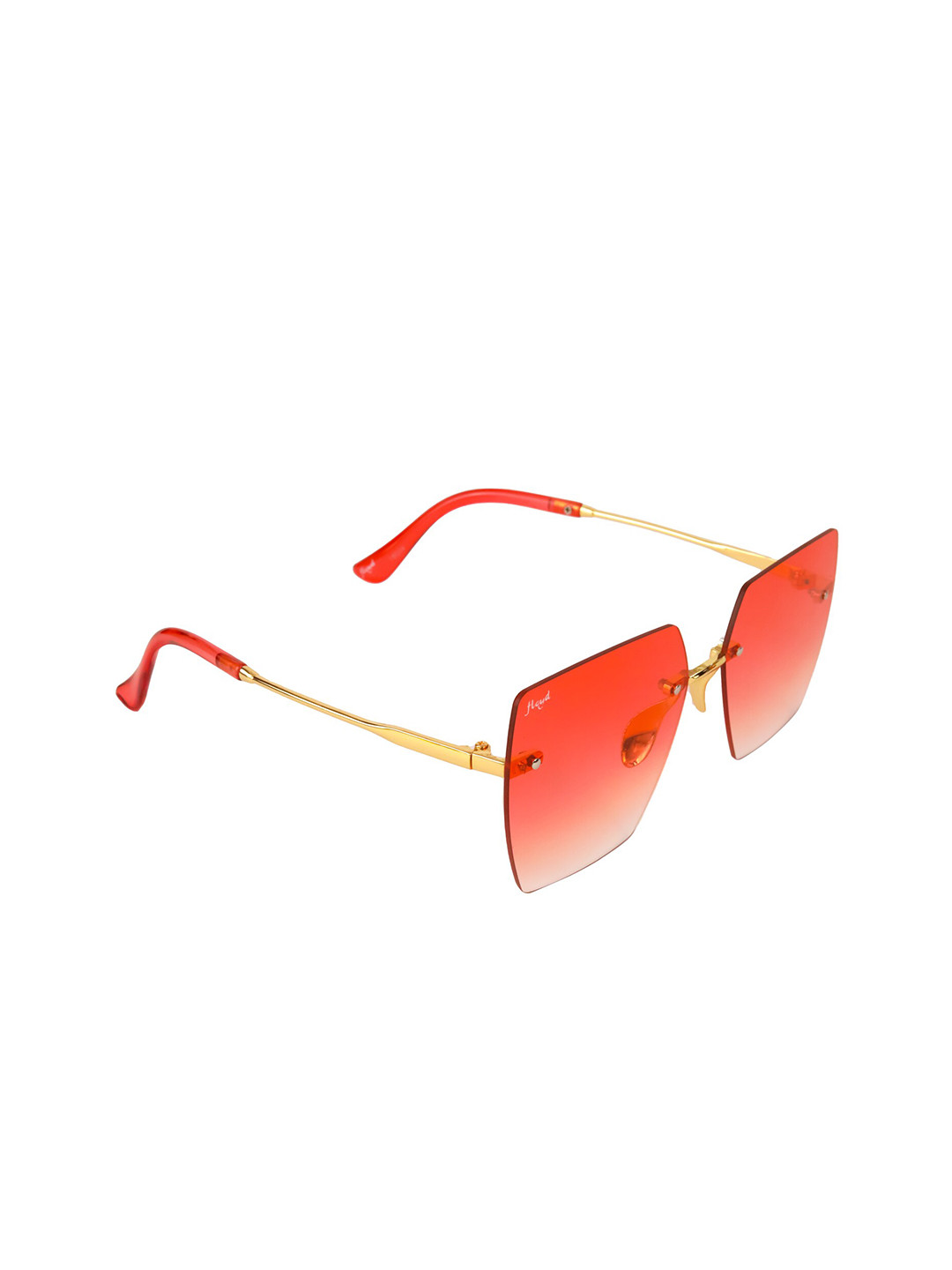 

Floyd Unisex Red Lens & Gold-Toned Square Sunglasses with UV Protected Lens