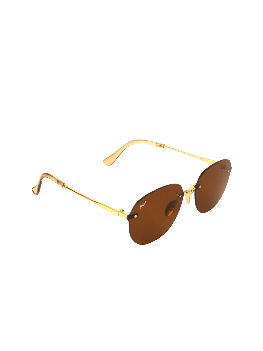 

Floyd Unisex Brown Lens & Gold-Toned Oval Sunglasses with UV Protected Lens