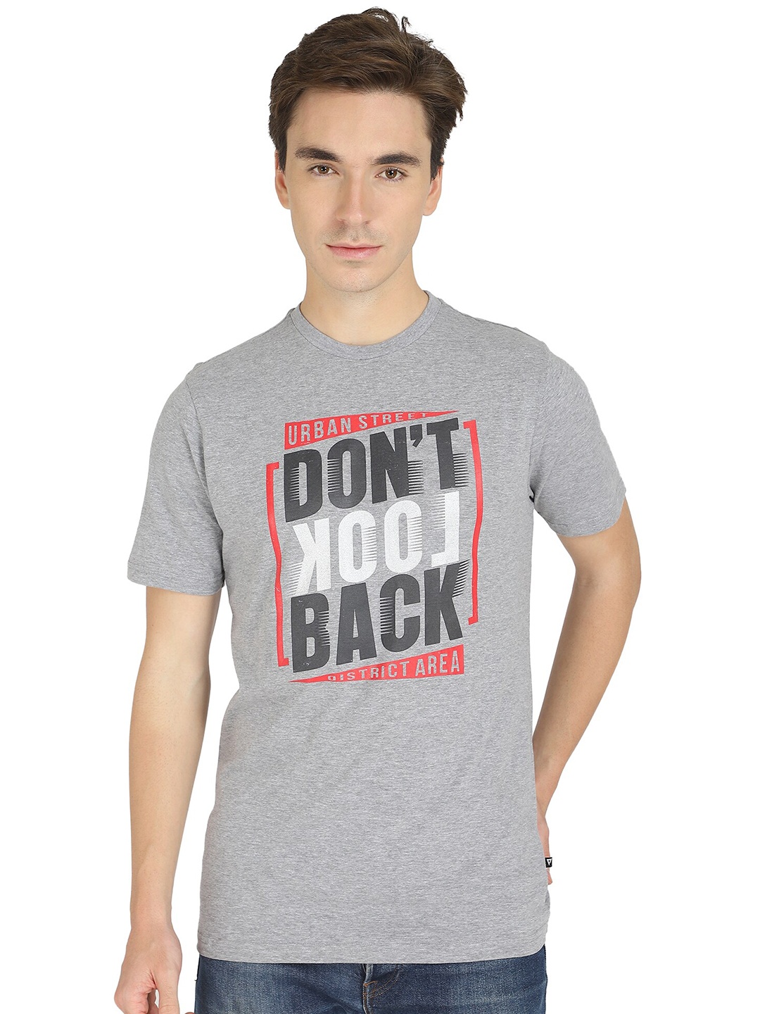 

PROTEENS Men Grey Typography Printed T-shirt