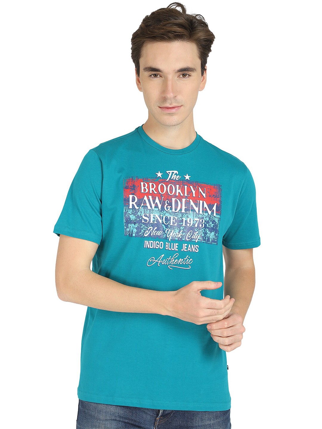 

PROTEENS Men Blue Typography Printed T-shirt