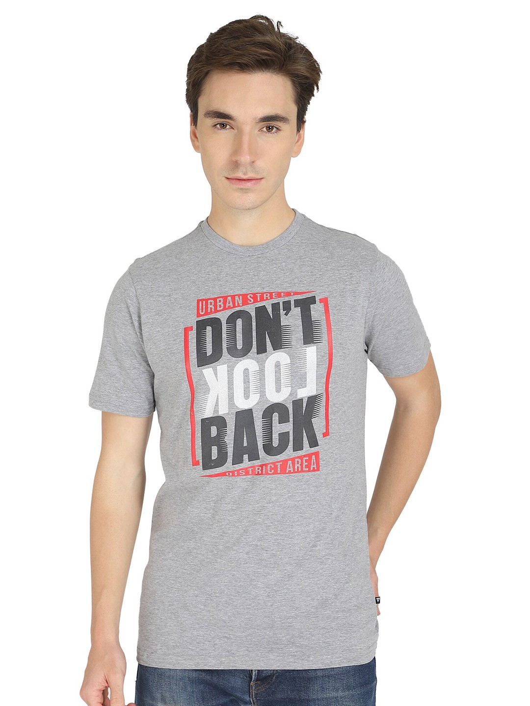 

PROTEENS Men Grey Typography Printed T-shirt