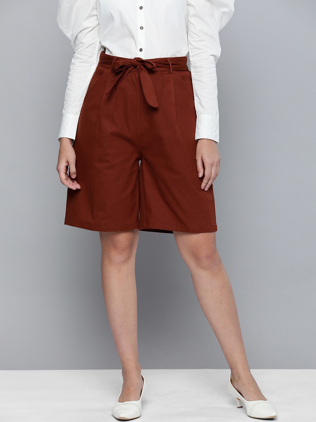 

Chemistry Women Maroon High-Rise Shorts