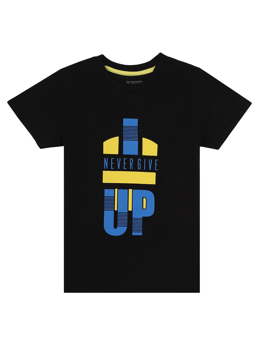 

PROTEENS Boys Black Typography Printed Cotton T-shirt