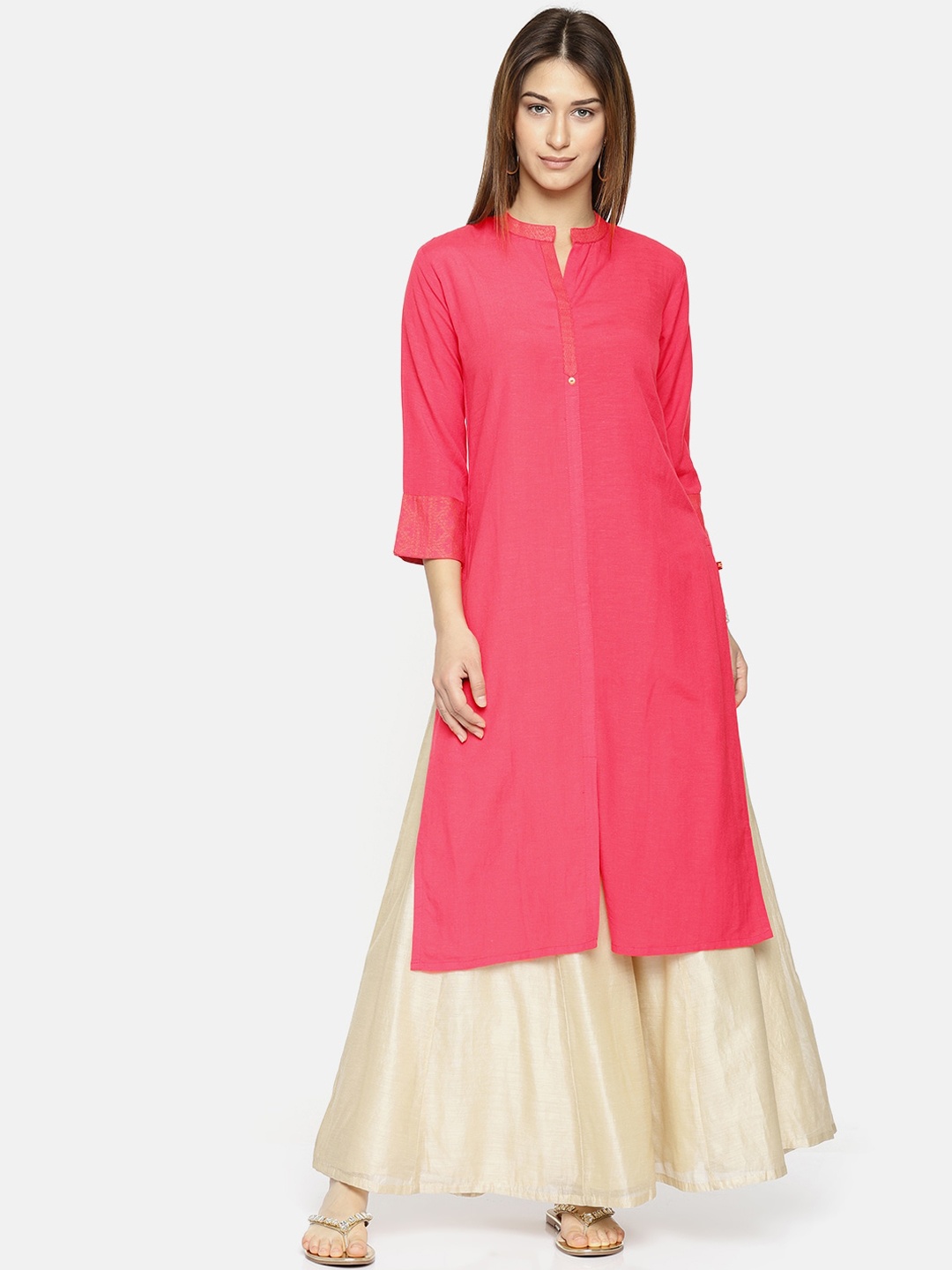 

Span Women Peach-Coloured Pure Cotton Kurta