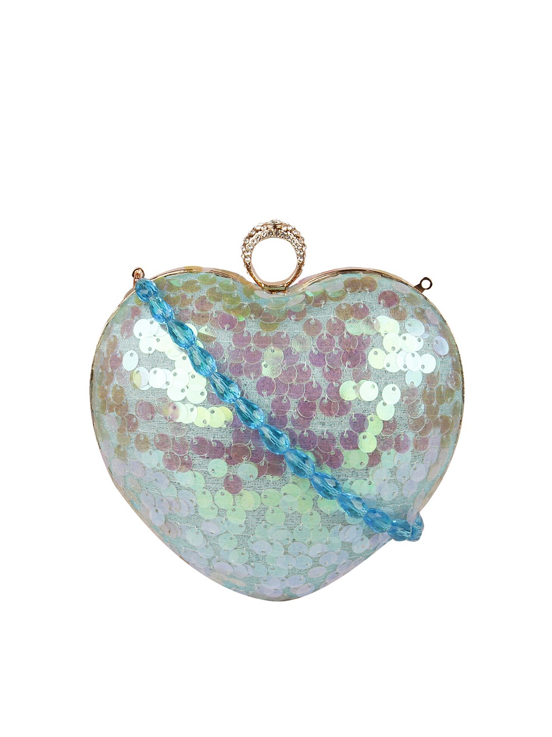 

Vdesi Blue Embellished Heart Clutch