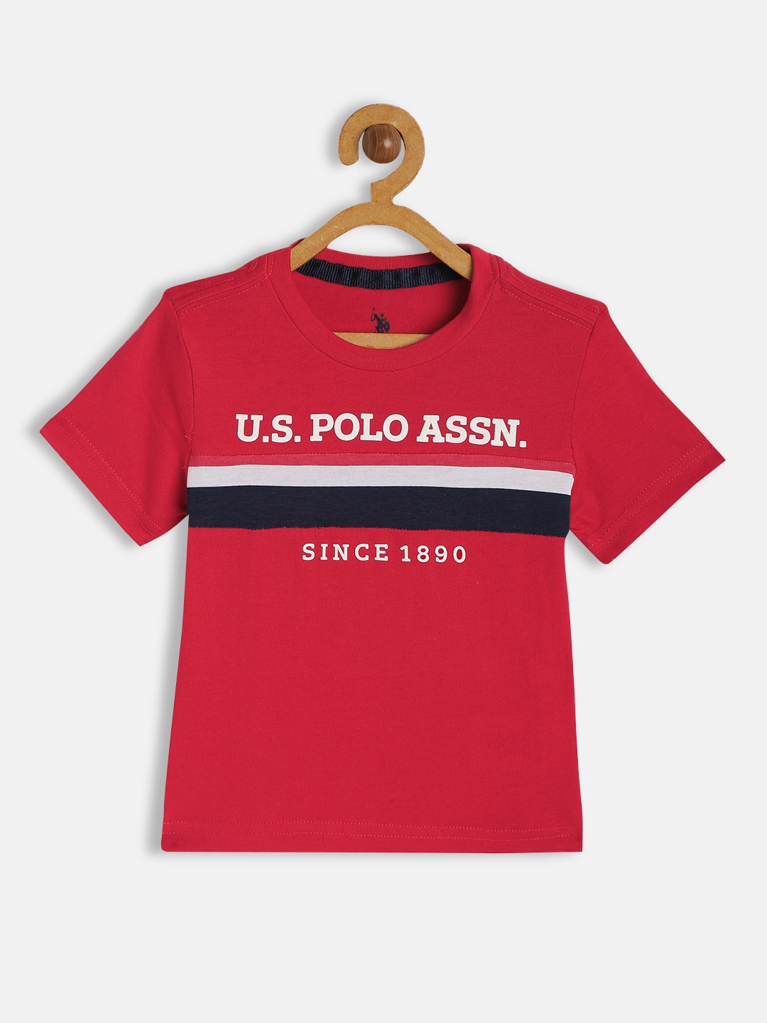

U S Polo Assn Kids Boys Red Brand Logo Pure Cotton Printed T-shirt