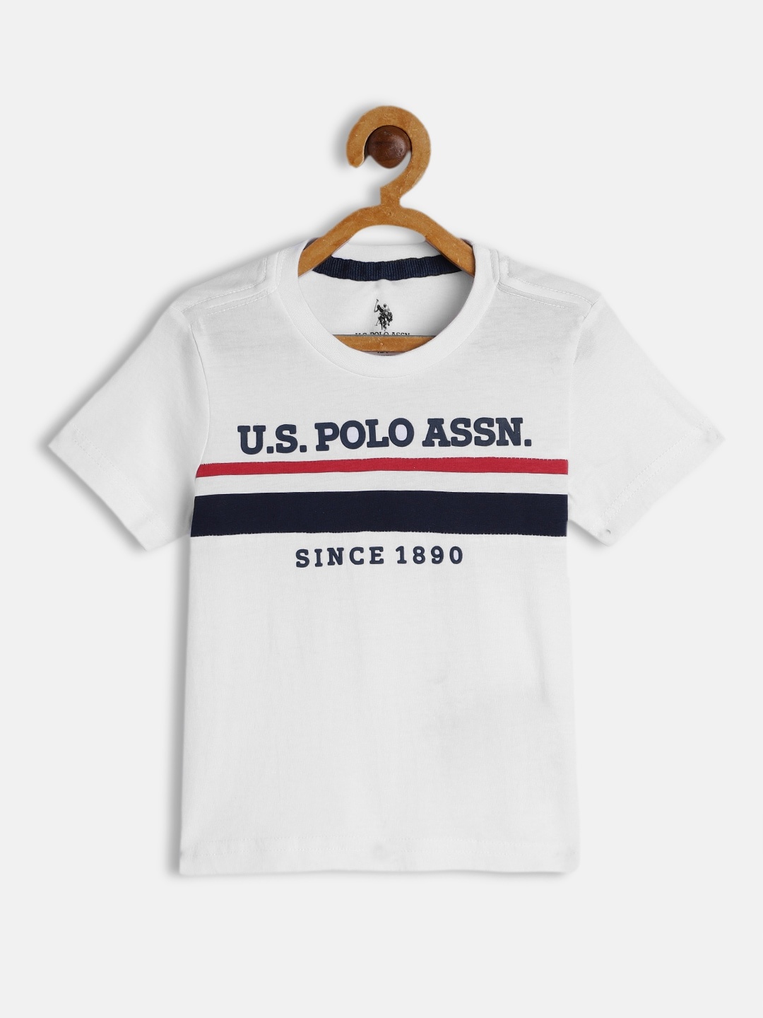 

U S Polo Assn Kids Boys White Brand Logo Printed Pure Cotton T-shirt