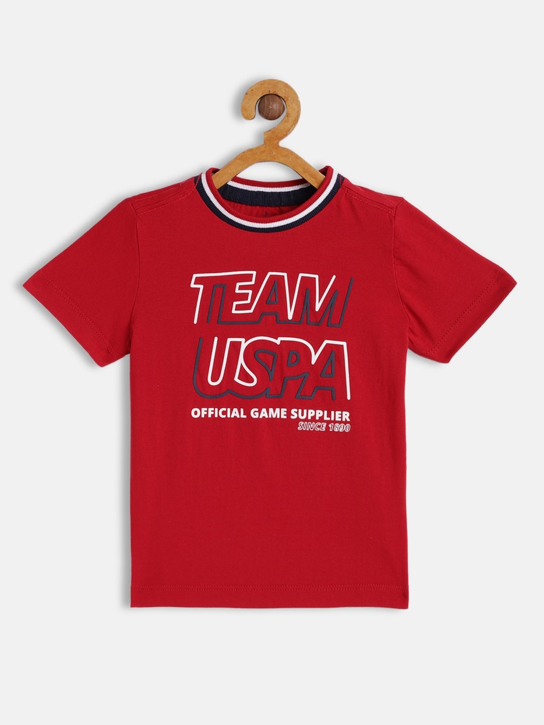 

U.S. Polo Assn. Kids Boys Red Printed Pure Cotton T-shirt