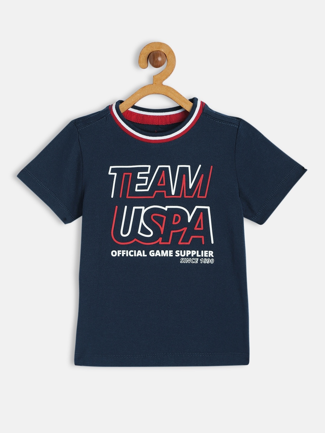 

U S Polo Assn Kids Boys Navy Blue Typography Printed T-shirt