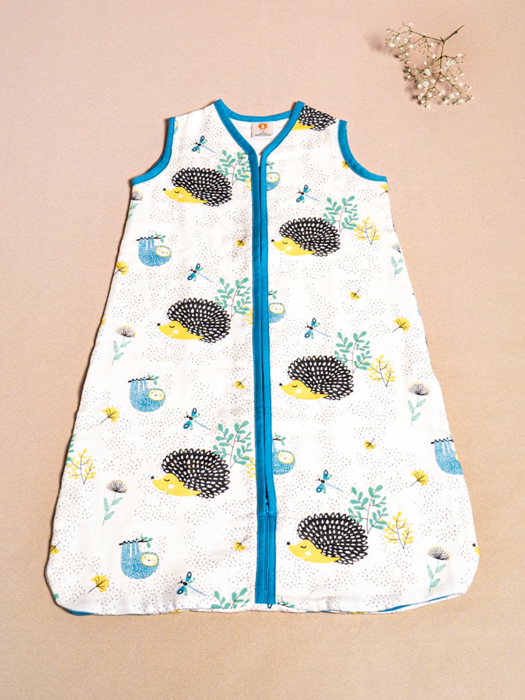 

OOKA Infant Kids White & Blue Printed 2-layer Pure Cotton Muslin Sleeping Bag